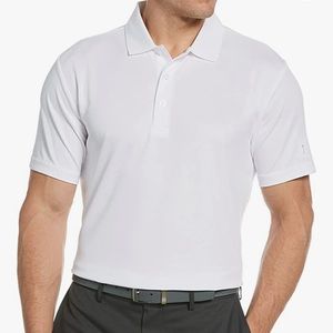 NWT PGA TOUR Men's Airflux Solid Mesh Short Sleeve Golf Polo Shirt White